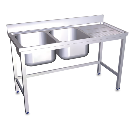 Fregadero con soporte 2C,ED 2000x600x850 mm. Dimensiones cubeta 600x500x320 mm.