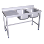 Fregadero con soporte 2C,EI 1600x600x850 mm. Dimensiones cubeta 500x400x250 mm.