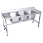 Fregadero con soporte 3C,2E 1800x600x850 mm. Dimensiones cubeta 500x400x300 mm.