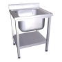 Fregadero c/soporte c/entre.1C 800x600x850 mm. Dimensiones cubeta 600x500x320 mm.