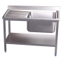 Fregadero c/soporte c/entre.1C,EI 1300x600x850 mm. Dimensiones cubeta 500x500x300 mm.