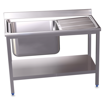 Fregadero c/soporte c/entre.1C,ED 1400x600x850 mm. Dimensiones cubeta 600x500x320 mm.