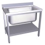 Fregadero c/soporte c/entre.1C 1000x600x850 mm. Dimensiones cubeta 860x495x380 mm.