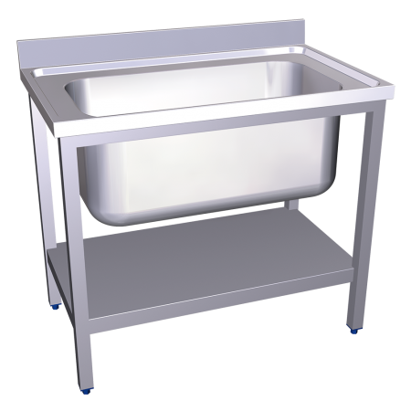 Fregadero c/soporte c/entre.1C 1200x600x850 mm. Dimensiones cubeta 1060x420x350 mm.