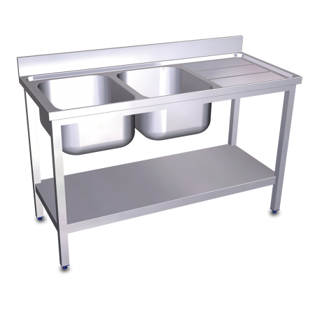 Fregadero c/soporte c/entre.2C,ED 2000x600x850 mm. Dimensiones cubeta 600x500x320 mm.