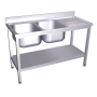 Fregadero c/soporte c/entre.2C,ED 2000x600x850 mm. Dimensiones cubeta 600x500x320 mm.