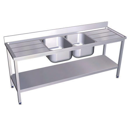 Fregadero c/soporte c/entre.2C,2E 2000x600x850 mm. Dimensiones cubeta 500x400x250 mm.