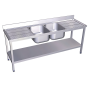 Fregadero c/soporte c/entre.2C,2E 2000x600x850 mm. Dimensiones cubeta 500x400x250 mm.