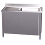 Fregadero c/ptas.correderas 1C,EI 1000x600x850 mm. Dimensiones cubeta 500x500x300 mm.