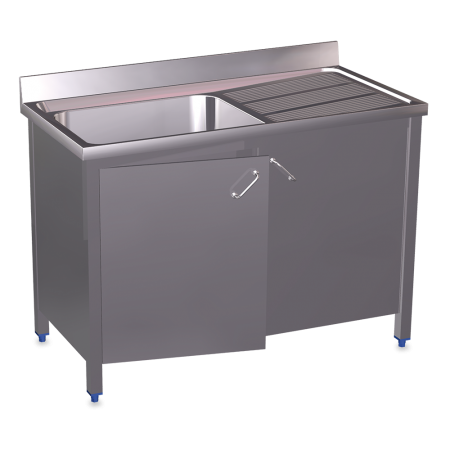 Fregadero c/ptas.abatibles 1C,ED 1000x600x850 mm. Dimensiones cubeta 500x500x300 mm.