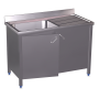 Fregadero c/ptas.abatibles 1C,ED 1000x600x850 mm. Dimensiones cubeta 500x500x300 mm.