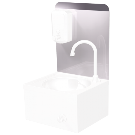 Peto postizo liso para acoplar a lavamanos de 350 mm. Dimensiones: 351x400 mm.