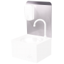 Peto postizo liso para acoplar a lavamanos de 350 mm. Dimensiones: 351x400 mm.