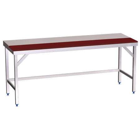 Mesa prepar.central fb.roja s/ent.2000x700x850 mm.