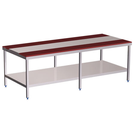 Mesa despiece fb.roja c/entrep.2500x1050x850 mm.