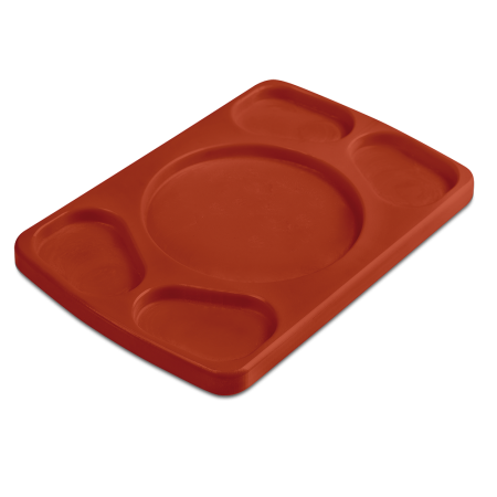 Tabla rectangular para 4 salsas fibra roja 300x200x20 mm.