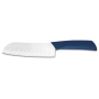 Santoku cerámica blanca, mango azul 120 mm.