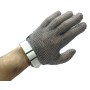 Guante color blanco ambidiestro, talla S, 5 dedos, malla de acero inoxidable