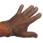 Guante Expert color marrón ambidiestro, talla XXS, 5 dedos, malla de acero inox.