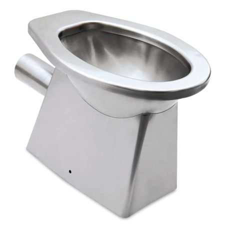 WC acero inox. 366x521x390 mm. Salida horizontal