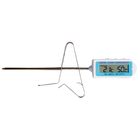 Termómetro con alarma resistente al agua De -50ºC a +300ºC - Sonda de acero inox. de 125 mm. Con clip de fijación.