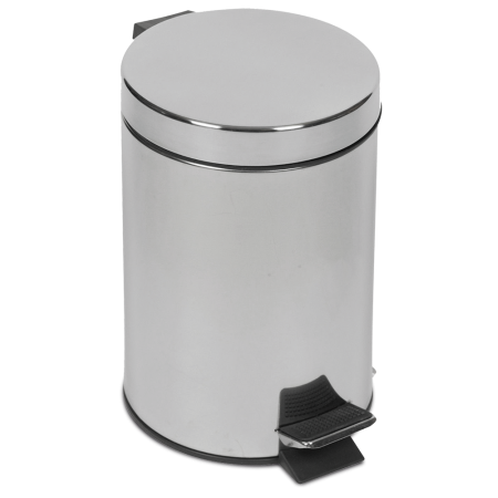 Papelera inox. con tapa y pedal ø205x315 mm. Capacidad: 5 l.