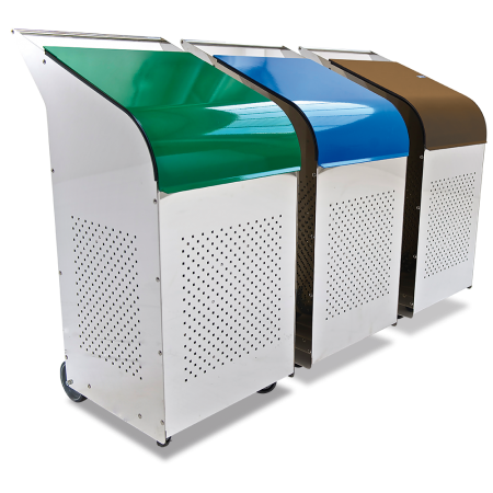 Papelera reciclaje tapa azul 470x600x1020 mm. Capacidad: 270 lts.